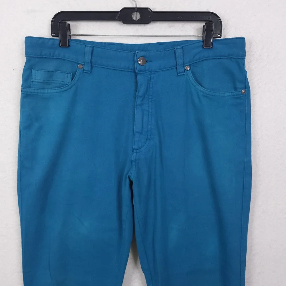 Ermenegildo Zegna Pants Mens 36x30 Teal Blue Cotton Stretch Straight Leg Chinos